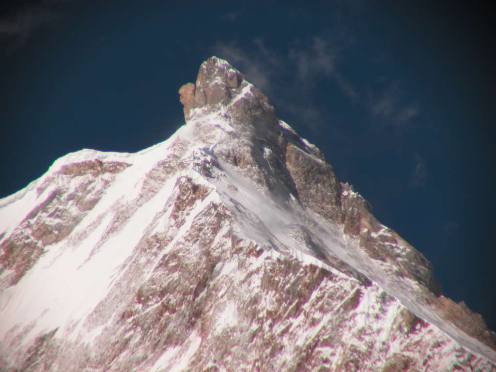 Manaslu 07 14 Manaslu East Pinnacle Close Up From Pung-gyen Gompa Here�s a close up of the East Pinnacle (7992m) of Manaslu from the Pung-gyen gompa (3870m).